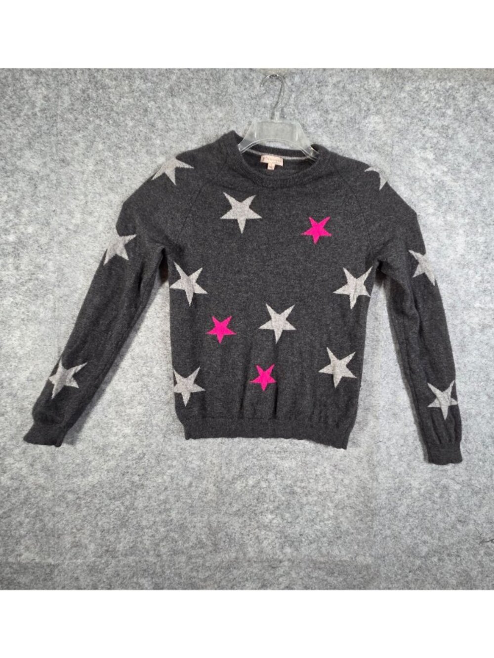 Philosophy Women's Cashmere Star Sweater Gray Pink Fuchsia Cozy Chic L - Picture 2 of 9